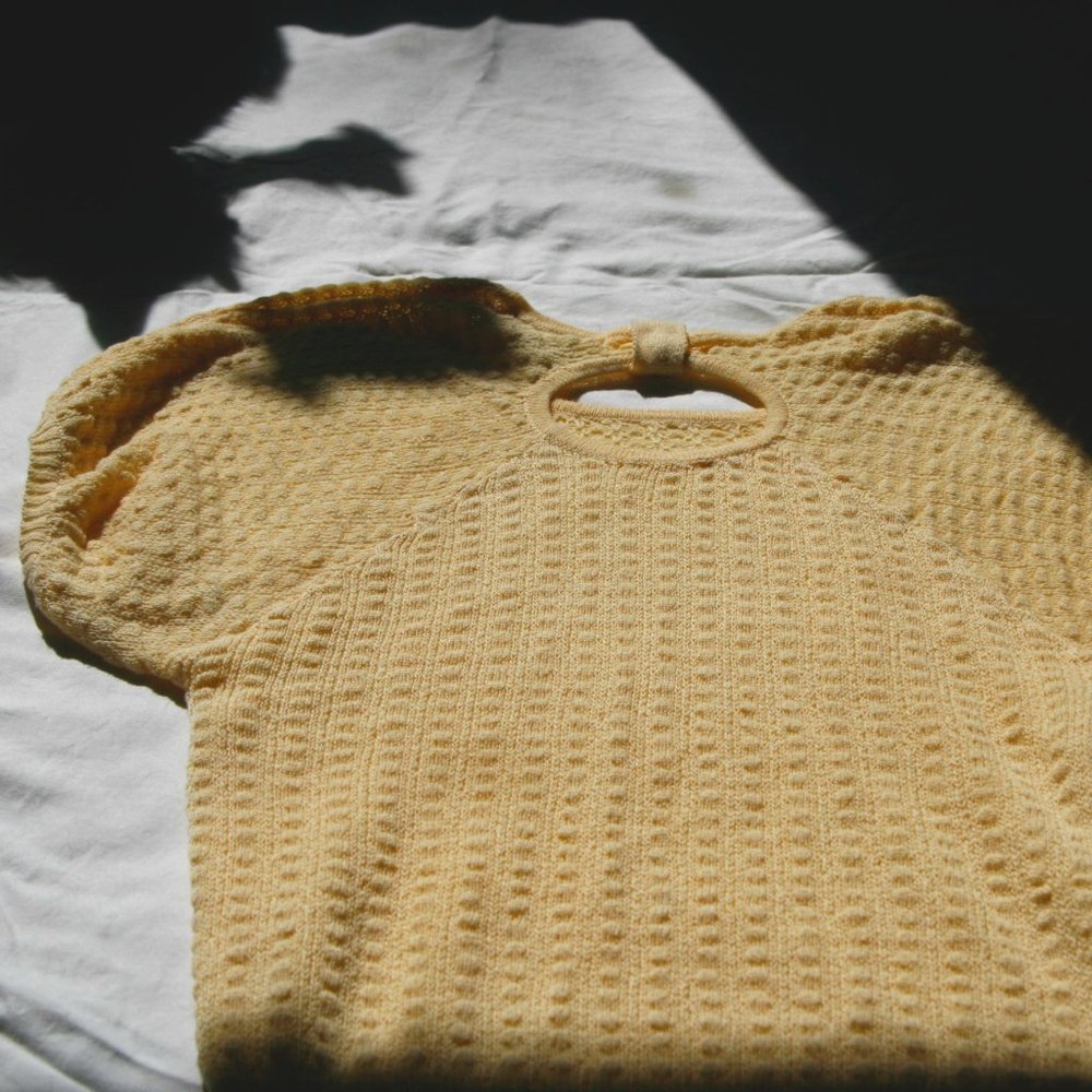 Short Puff Sleeve Yellow Sweater Admit One